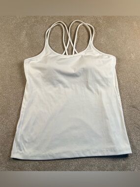 T by Talbots Tank White Shelf Bra Padded Activewear Women's Large